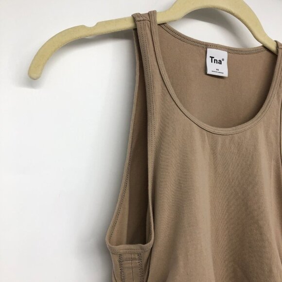 Aritzia TNA Tan Chill Malibu Ruched Bodycon Mini Dress size XS - Picture 7 of 16